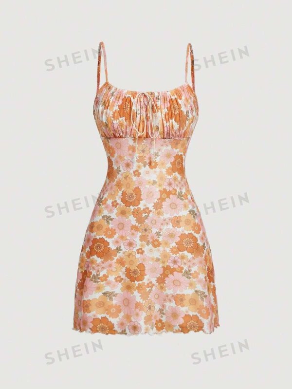 MOD Floral Print Ruched Bust Cami Dress