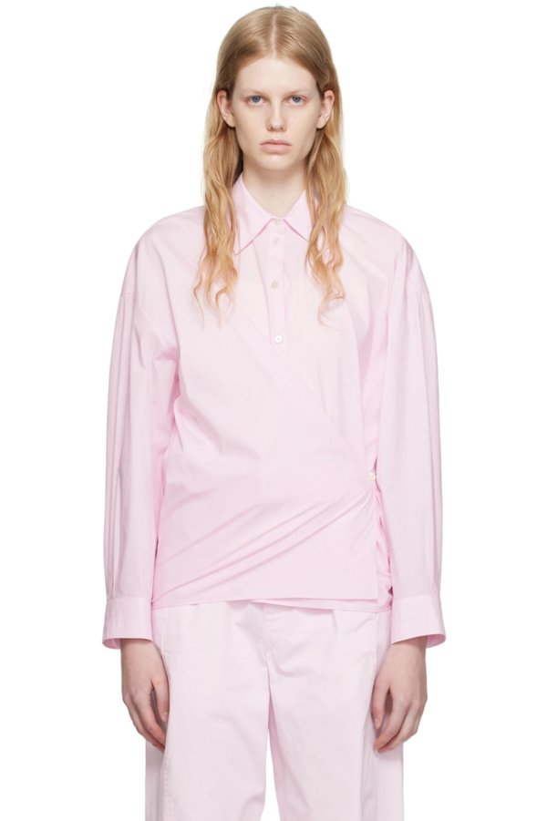 SSENSE Lemaire Pink Straight Collar Twisted Shirt 465.00