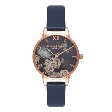 Signature Floral Navy & Rose Gold Watch