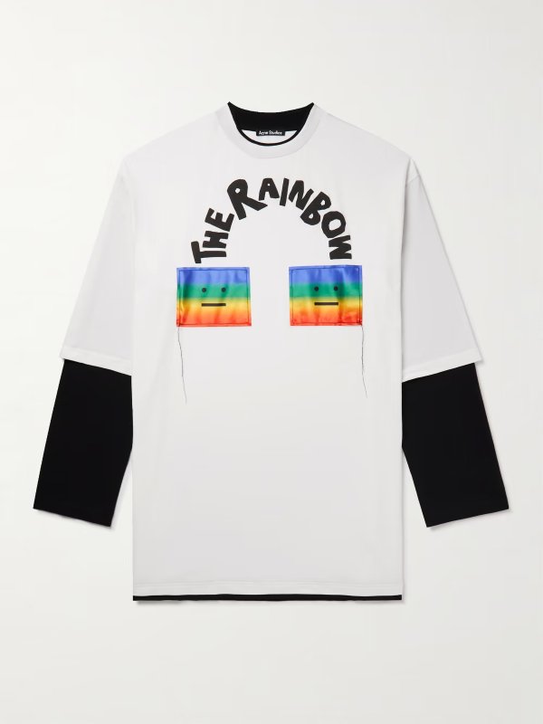 Oversized Logo-Appliqued Printed Stretch-Cotton T-Shirt
