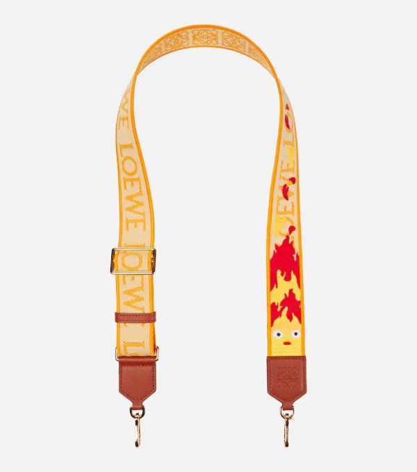 x Howl's Moving Castle Calcifer jacquard and leather bag strap