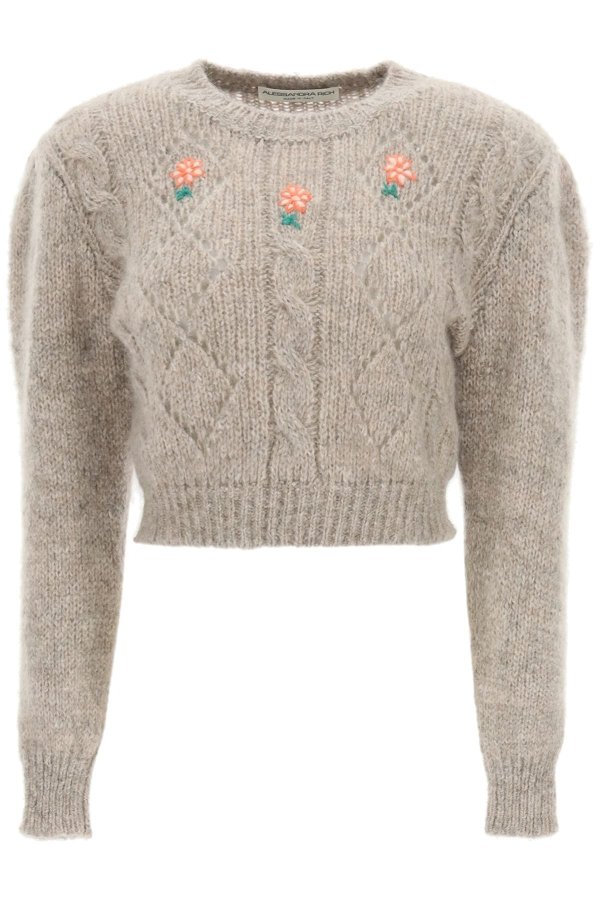 short sweater with embroideries