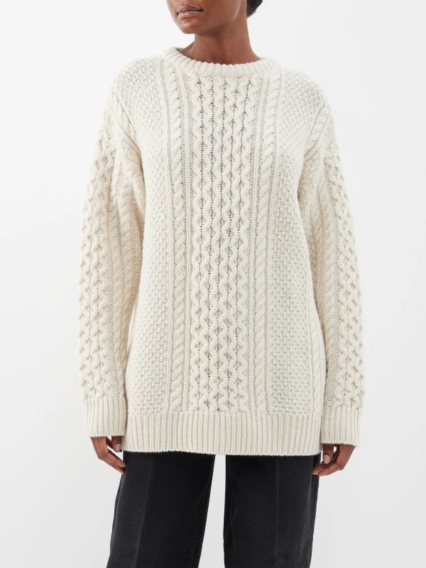 Chunky cable-knit wool sweater