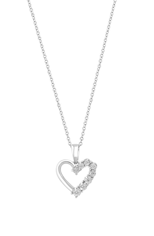 Sterling Silver Diamond Heart Pendant Necklace - 0.10 ctw