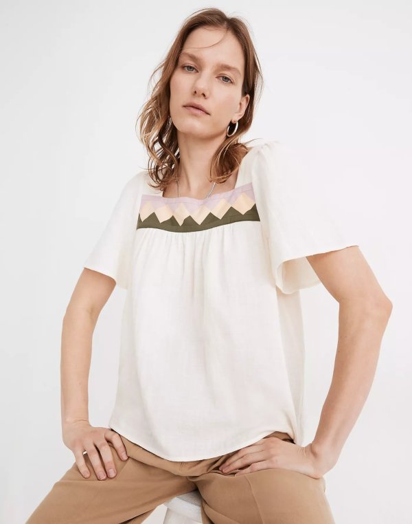 Patchwork Square-Neck Top