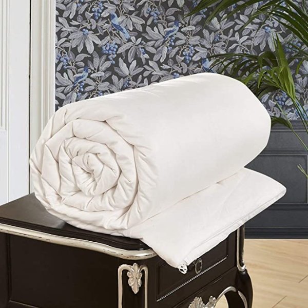 All Season White Silk Comforter with Cotton Covered-Silk Weight:2.0kg 100% Silk Duvet Quilt King 104x92 Inches Breathable