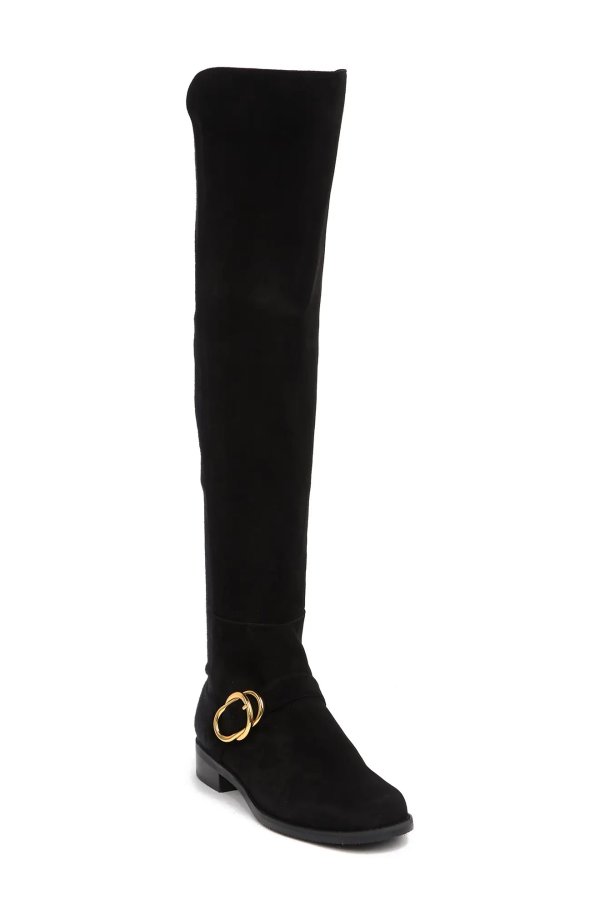 Siella Buckle Suede Over-the-Knee Boot