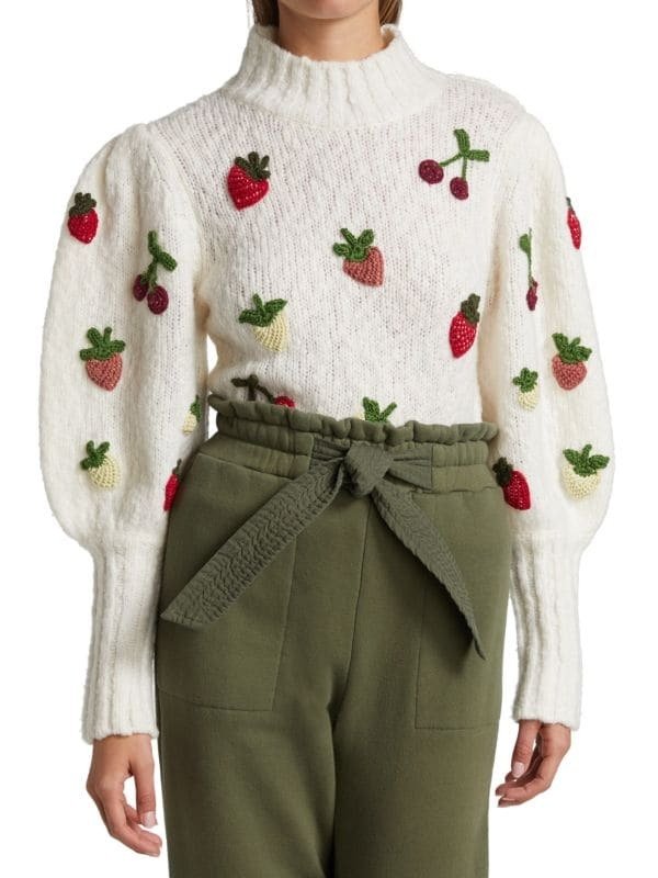 Reese Crochet Applique Fruit Sweater