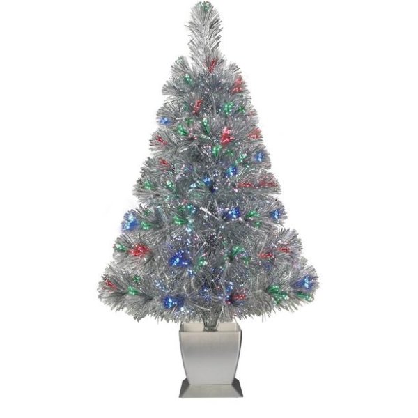 Tinsel Fiber Optic Concord Christmas Tree 32 in, Silver