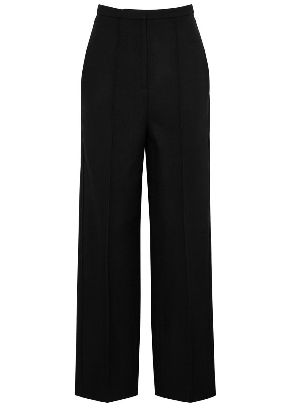 Business black wool-twill trousers