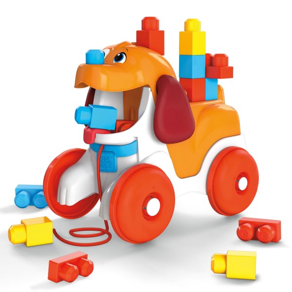 First Builders Pull-Along Puppy with Big Building Blocks, Building Toys for Toddlers (16 Pieces)