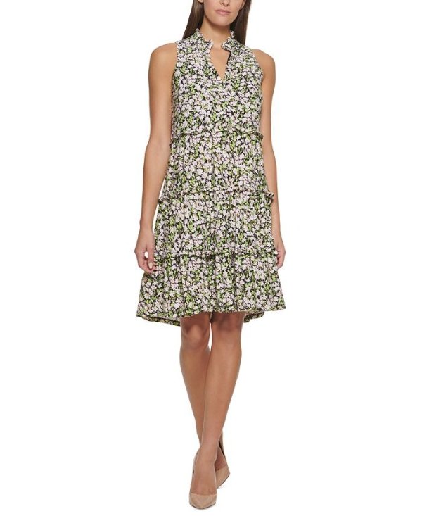 Floral-Print Tiered Shift Dress