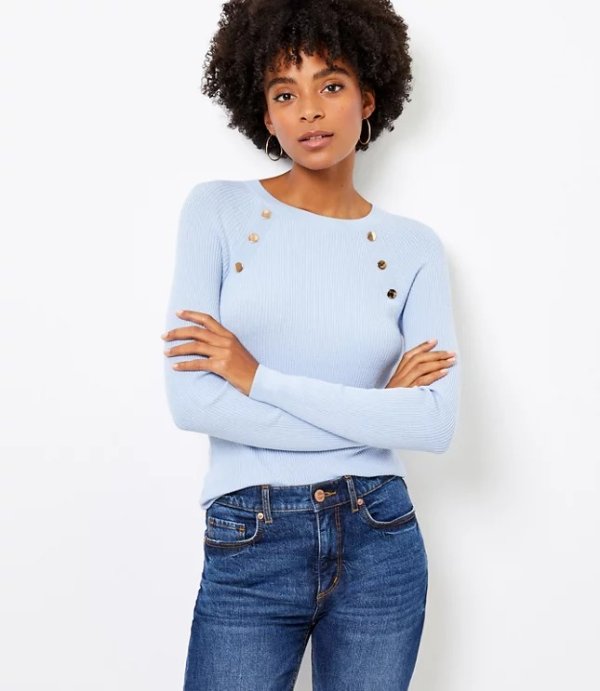 Button Trim Sweater | LOFT