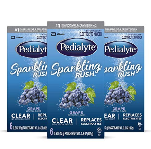 Pedialyte Sparkling Rush Electrolyte Powder, Grape, 18 Count