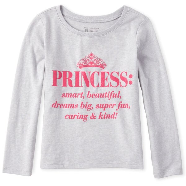 Baby And Toddler Girls Glitter Princess Matching Graphic Tee