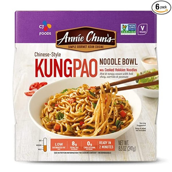 Noodle Bowl, Chinese-Style Kung Pao, Non GMO, Vegan, 8.5 Oz (Pack of 6)
