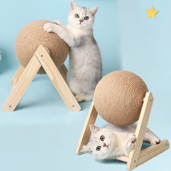 12.8US $ 54% OFF|Cat Scratching Post Sisal Rope Ball Wood Stand Pet Furniture Toy Kitten Climbing Scratcher Grinding Paws Toys For Cats - Furniture & Scratchers - AliExpress