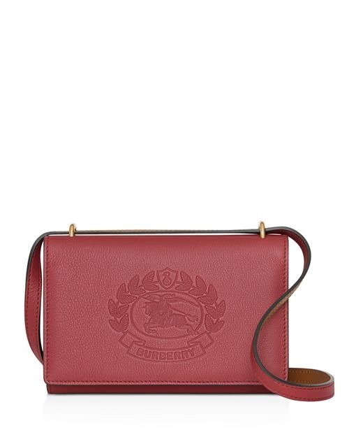 Embossed Crest Leather Wallet with Detachable Strap