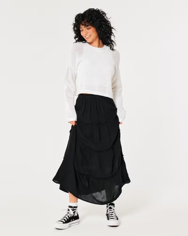 Ultra High-Rise Tiered Maxi Skirt