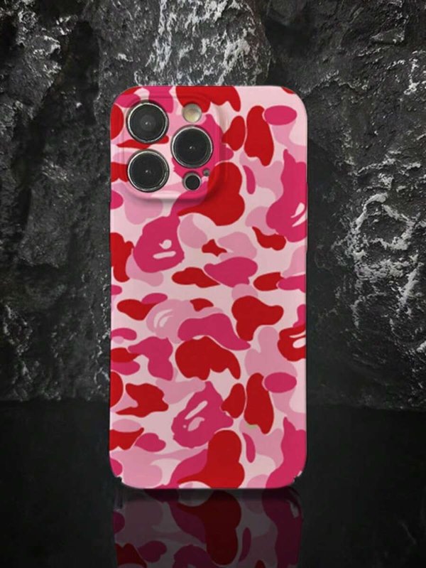 Pink Camouflage Print Phone Case Cover Compatible With IPhone 11/12/13/13Pro/13Promax/14/14Plus/15Promax