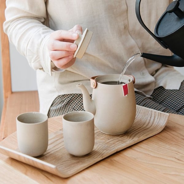 蓝印东方 小确幸系列 景德镇白瓷中式泡茶壶茶具套装 便携包x1 茶壶x1 茶杯x2 灰陶 | 亚米