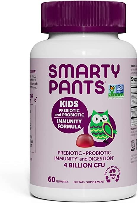 SmartyPants Kids Probiotic Immunity Gummies: Prebiotics & Probiotics for Immune Support & Digestive Comfort, Grape Flavor, 60 Gummy Vitamins, 30 Day Supply, No Refrigeration Required