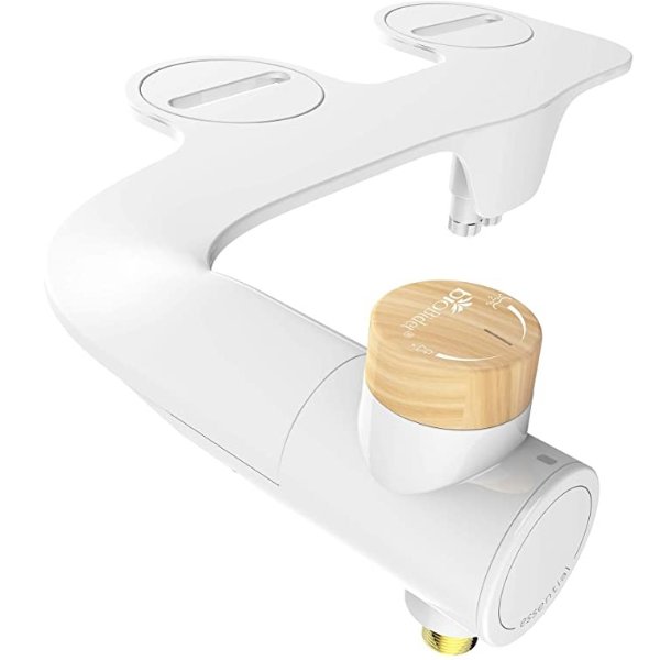 Essential Bidet Toilet Attachment in White with Dual Nozzle, Fresh Water Spray, Non Electric, Easy to Install, Brass Inlet and Internal Valve