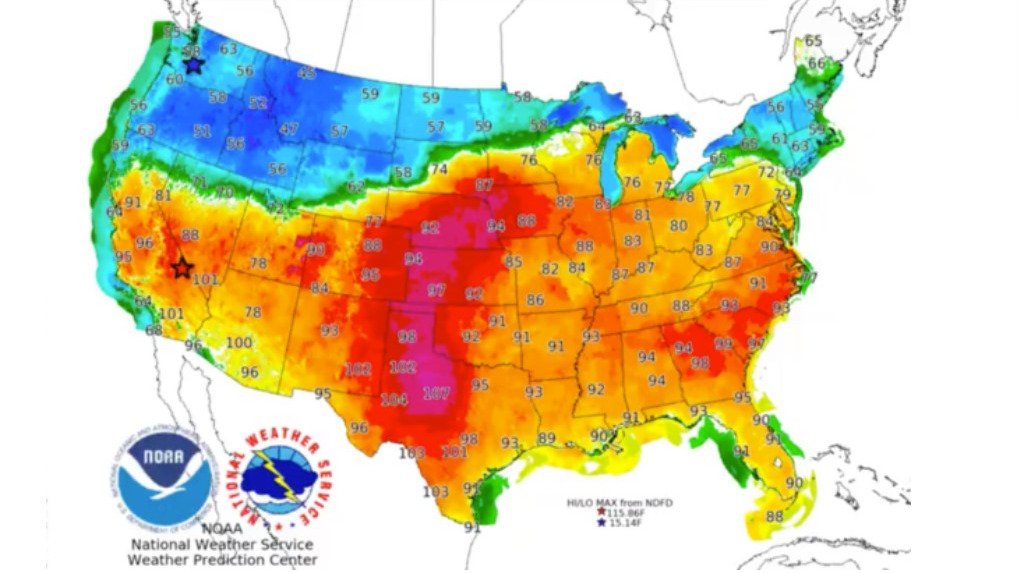 高温天气本周末席卷美国，影响19个州