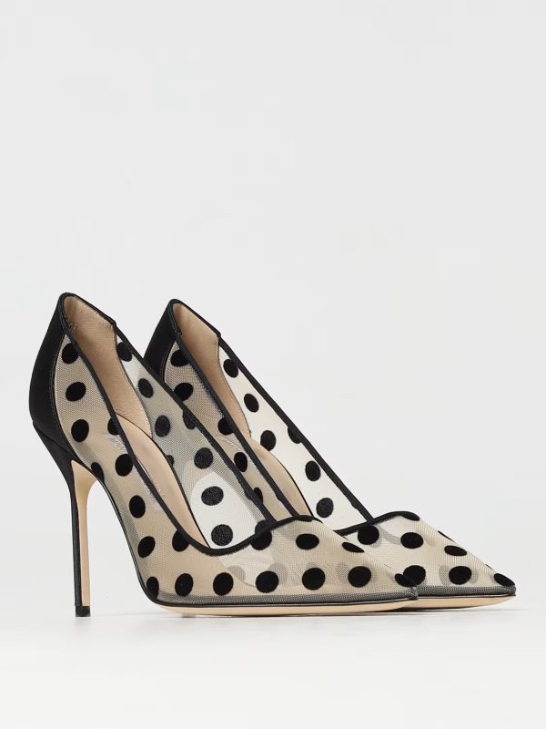 pumps in micro mesh nylon with polka dots