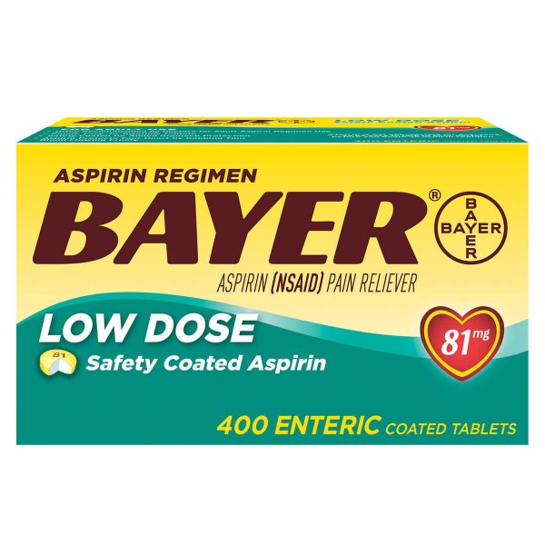 Aspirin Regimen Low Dose 81 mg., 400 Enteric Coated Tablets