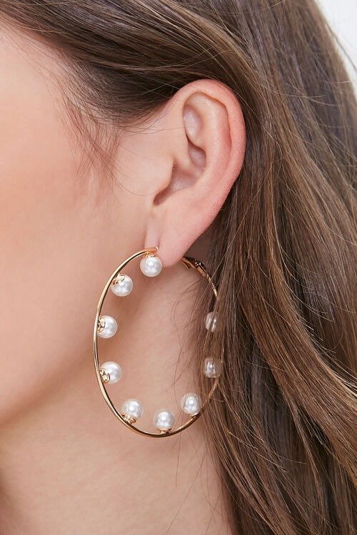 Faux Pearl Hoop Earrings