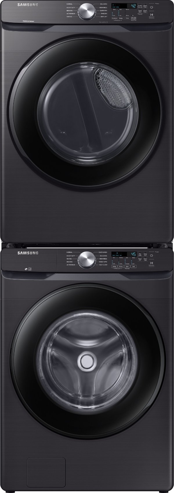 Samsung SAWADRGV6002 Stacked Washer & Dryer Set with Front Load Washer and Gas Dryer in Black