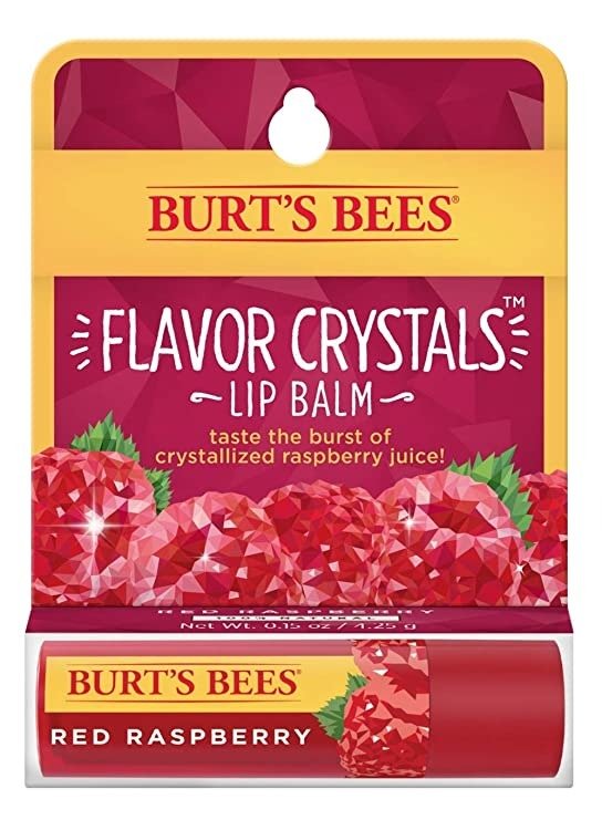 Burt's Bees Flavor Crystals 100% Natural Lip Balm, Red Raspberry with Beeswax & Fruit Extracts - 1 Tube,0.16 ounce