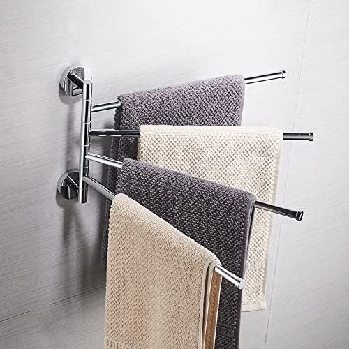 Bekith 16 inch Wall-Mounted Stainless Steel Swivel Bars Bathroom Towel Rack Hanger Holder Organizer