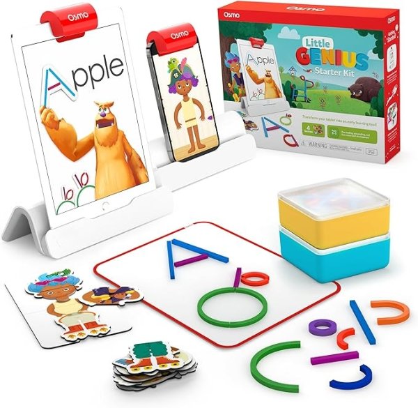 - Little Genius Starter Kit for iPad - 4 Hands-On Learning Games - Ages 3-5 - Problem Solving, Phonics & Creativity (iPad Base Included)
