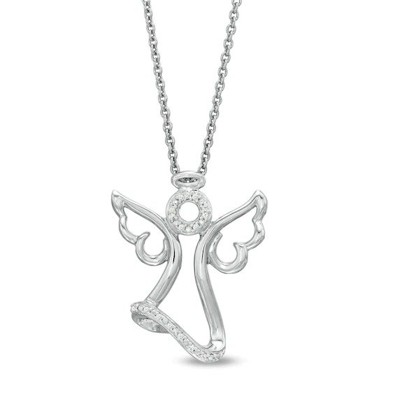 Diamond Accent Angel Pendant in Sterling Silver|Zales