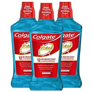 Colgate Total Pro-Shield Alcohol Free Mouthwash for Bad Breath, Peppermint - 1L, 33.8 fluid ounce (3 Pack)