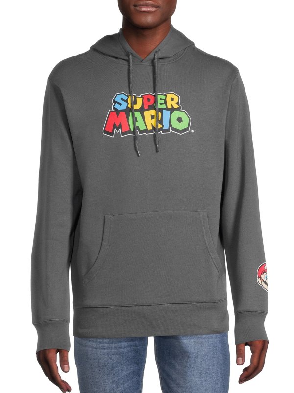 Men's Super Mario Logo Graphic Hoodie, Sizes M