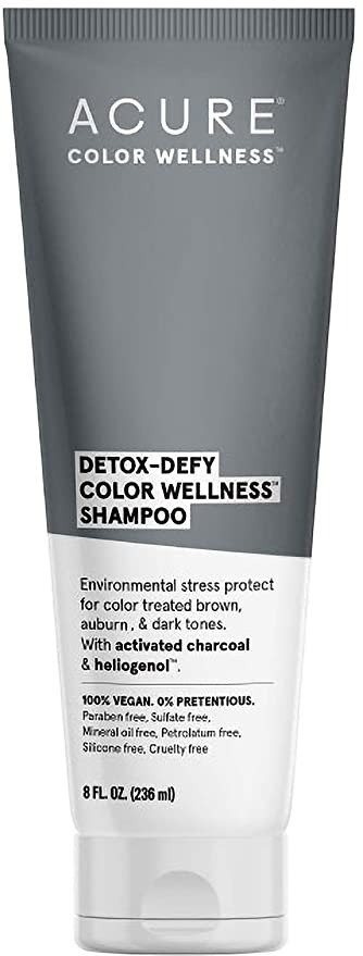 Detox-Defy Color Wellness Shampoo, 100% Vegan, Activated Charcoal & Sunflower Seed Extract - Protects Hair From Environmental Stress & Prevents Color Fade, For Dark Hair, 8 Fl Oz