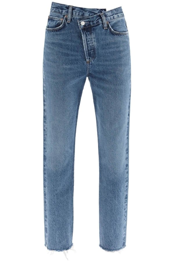 offset waistband jeans