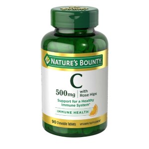 Natures Bounty Vitamin C Chewable Tablets, Rose Hips, Orange, 500mg - 90 ct