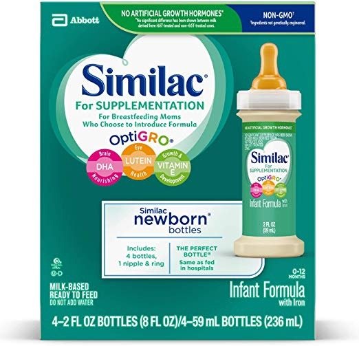 for Supplementation Non-GMO Infant Formula with Iron, Baby Formula, 2 fl oz Bottles (Pack of 48)