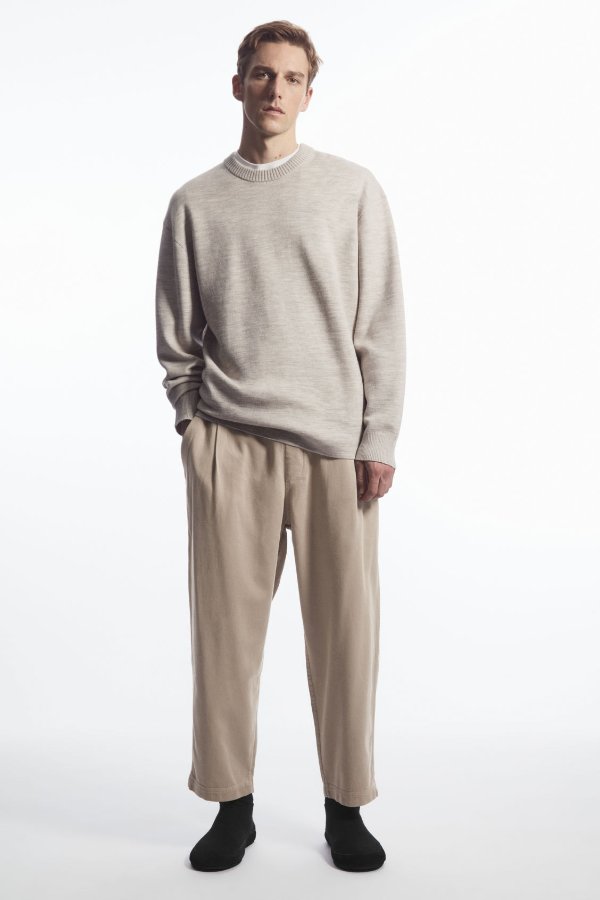 ELASTICATED TWILL PANTS - STONE - Trousers - COS