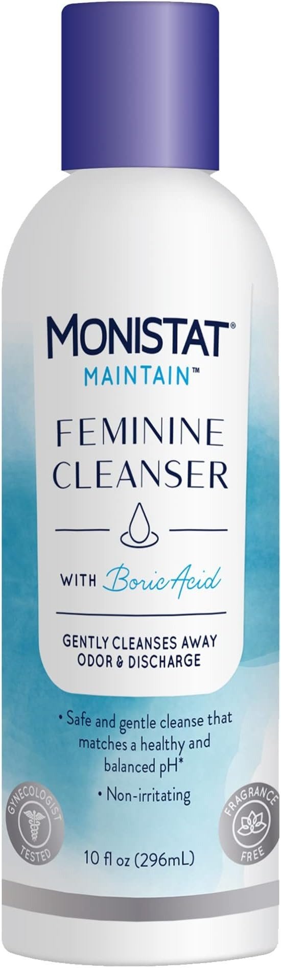 Maintain Feminine Wash with Boric Acid, Gently Eliminates Vaginal Odor, Fragrance Free, 10 Fl Oz