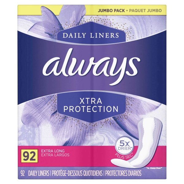 Xtra Protection 3-in-1 Extra Long Daily Liners, 92 Ct