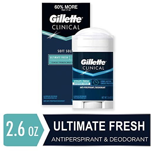 Gillette Clinical Antiperspirant Deodorant for Men, Ultimate Fresh Scent, Advanced Solid, 2.6 Ounce (Packaging May Vary)