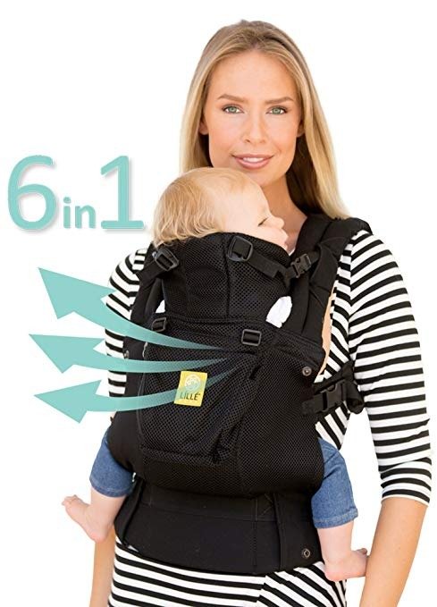 The COMPLETE Airflow SIX-Position 360° Ergonomic Baby & Child Carrier, Black - Cotton Baby Carrier, Ergonomic Multi-Position Carrying for Infants Babies Toddlers