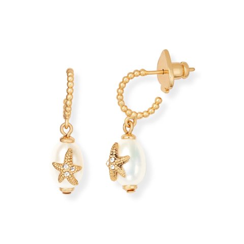 Kate Spadesea star freshwater pearl huggie drop earrings
