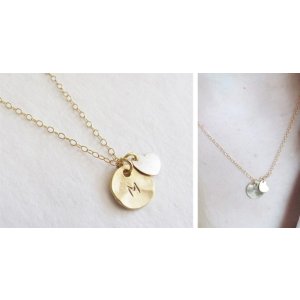 Gold Initial With Heart Necklace
