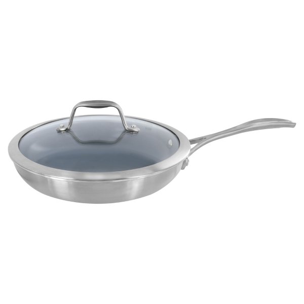 Spirit 3-ply 9.5-inch Stainless Steel Ceramic Nonstick Fry Pan with Lid